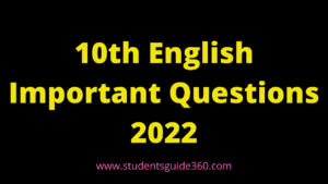 10th English Important Questions 2022