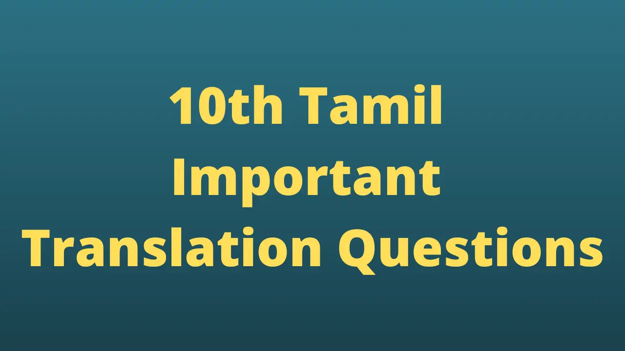 Read more about the article 10th Tamil Important Translation Questions