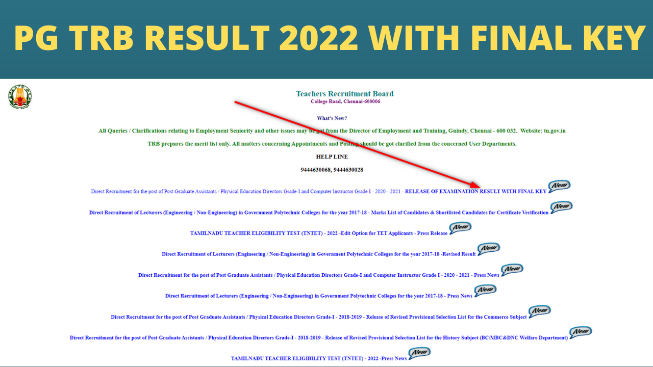 PGTRB RESULT 2022 WITH FINAL KEY